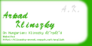 arpad klinszky business card